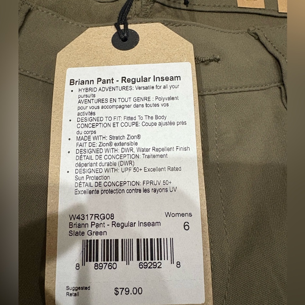 NWT. Prana. Briann Pant. Slate Green. Women’s Sz 6. - Picture 7 of 10